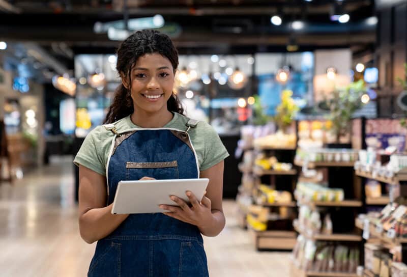 Woman working in a supermarket